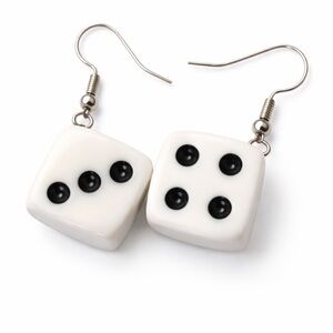 White and black dice earrings #gamingaccessories‎
